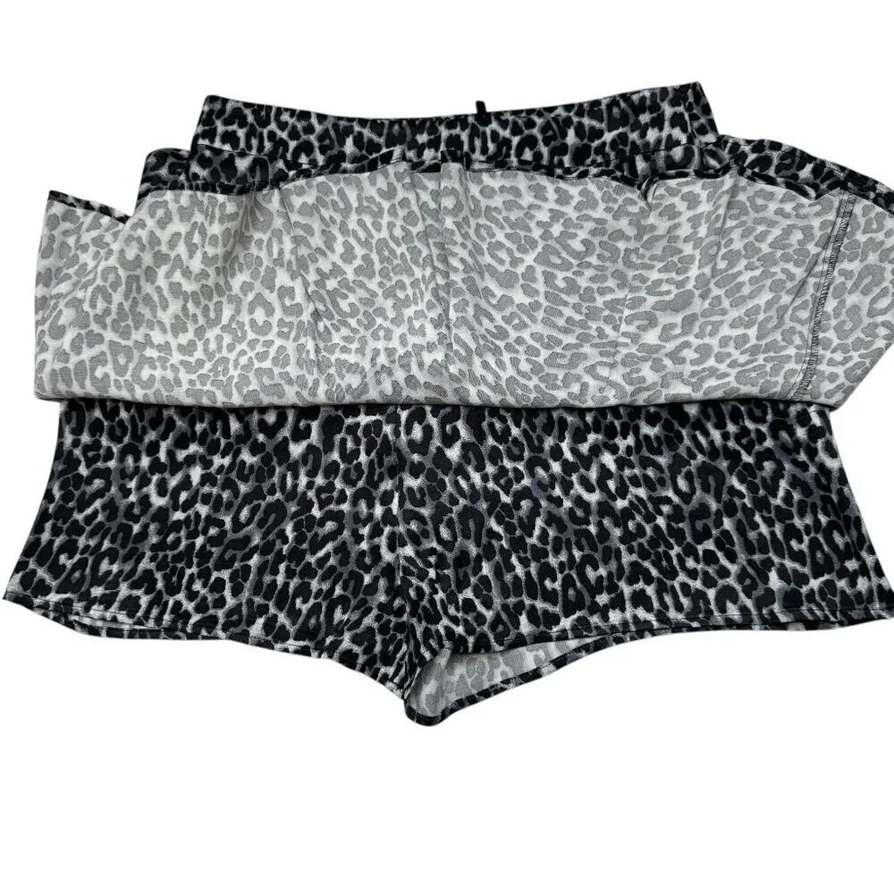 Zara Leopard Print Mini Skort Black/Navy Sz S NWT
